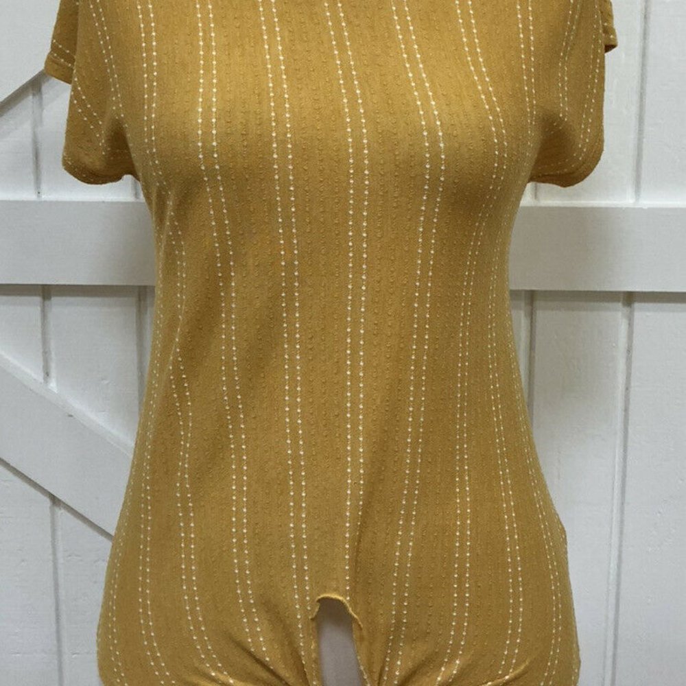 W5 Anthropologie S Yellow Gold Striped Textured Ti